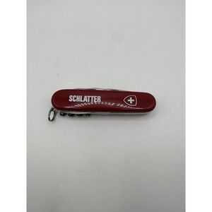 VTG Swiss Army Style Multi Tool Knife Red Schlatter Stainless Corkscrew Opener